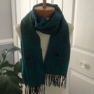 Soft Warm Scarf with Peacock Design
